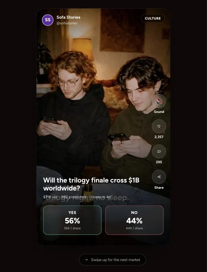 The Riveel feed — a live market attached to a short video